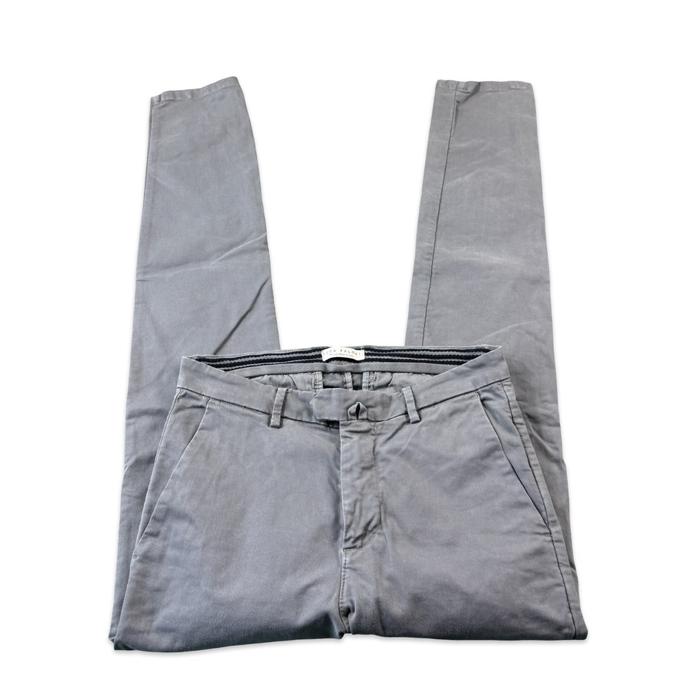 Luca Faloni Gray Cortina Cotton Stretch Flat Front Chino Pants Mens 28x31